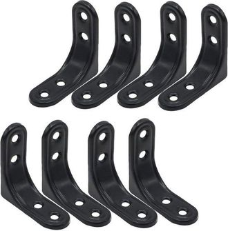 OEM 8 Soportes En L De 2 Pulgadas - Resistentes, Para Montaje En Pared, Color Negro (90 Grados) Para Madera, Estantes Y Gabinetes, Incluye Tornillos