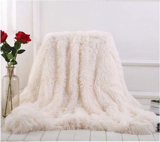 OEM Manta De Pelo Largo De Piel Sint&eacute;tica, Supersuave, C&oacute;moda Y Elegante, Para Sof&aacute;, Sill&oacute;n Y Cama (blanca, 160 X 200 Cm)