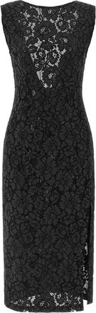 Pinko Black Lace Slit Midi Dress