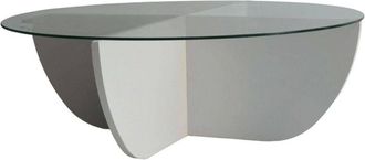 Dmora Dmora - Mesa De Caf&eacute; Dpere, Mesa De Centro Baja, Revistero Para Sof&aacute;, Estante De La Sala De Estar, 90x90h30 Cm, Blanco