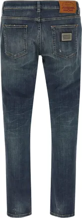 Dolce & Gabbana Mens Blue Cotton Straight-Leg Jeans Clothing