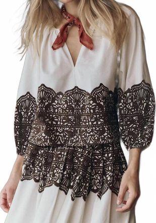 The Great. Chariot V-Neck Top In Cream