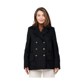 Dondup Peacoat regular in velour misto lana - Dames - Blazers - Blauw - L - Jassen