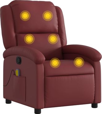 vidaXL Sill&oacute;n De Masaje Reclinable Cuero Sint&eacute;tico Rojo Tinto Vidaxl