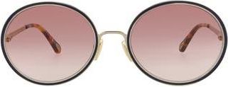 Chlo&eacute; 60mm Round Sunglasses in Gold Gold Black at Nordstrom Rack