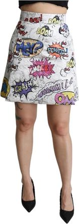 Dolce & Gabbana Korte brokaatrok met logo - Dames - Korte rokken - Veelkleurig - XS - Leer - Rokken