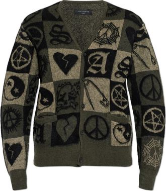 AllSaints Travis Cardigan - Heren - Vesten - Groen - XL - Wol - Truien & Vesten