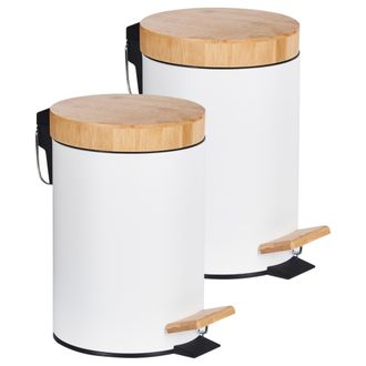 Beliani Beliani - Conjunto Moderno De 2 Cubos De Basura Con Pedal Y Tapa Para Cocina Material Sint&eacute;tico Reciclable De Hierro Recubierto De Polvo De Madera De 