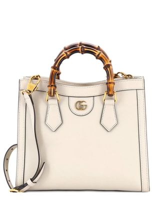 Gucci Diana NM Bamboo Handle Leather Small tote bag - White