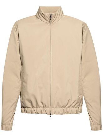 Moncler logo-patch jacket - men - Polyester/Polyester/Feather/Down - 5 - Neutrals