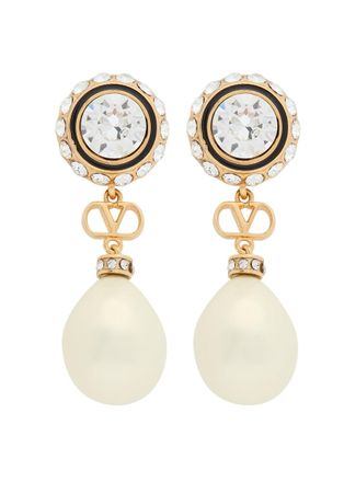 Valentino Vlogo Swarovski Pearl-embellished Earrings - Gold - One Size