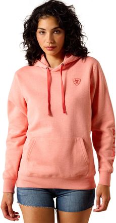 Ariat Womens Ariat Logo 2.0 Hoodie Long Sleeve in Peach Amber Heather, Size 2X-Large
