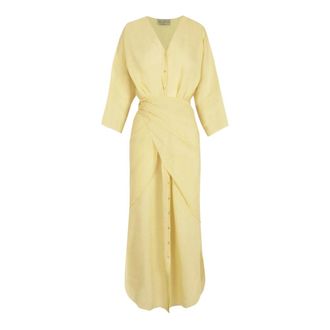 Cortana Dames, Jurken, Geel, Maat: L Zijde