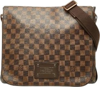 Louis Vuitton Pre-owned Damier Brooklyn MM Crossbody Bag - Dames - Vintage Schoudertas - Bruin - ONE Size - Leer - Vintage