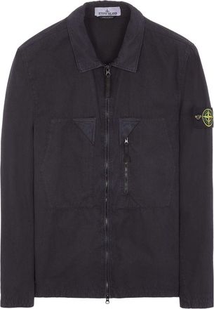 Stone Island Brushed Cotton Canvas Zip Shirt Jacket Navy 7815106WN-V0120