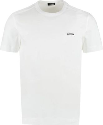 Ermenegildo Zegna T-shirt met logo - Heren - T-shirts - Wit - L - Katoen - Tops