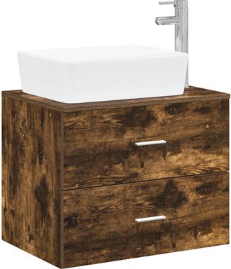vidaXL Juego De Muebles De Ba&ntilde;o Roble Ahumado Madera De Ingenier&iacute;a Vidaxl