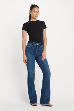 Good American Womens Soft Tech Good Classic Bootcut Jeans | Indigo, Size 28 Plus | Good American by Khlo&Egrave; Kardashian