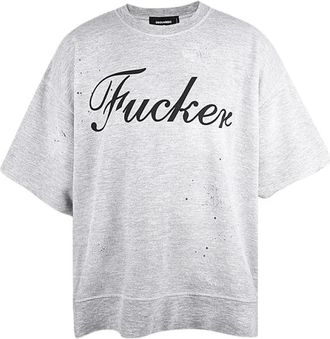 Dsquared2 Katoenen sweatshirt met korte mouwen en studs - Heren - T-shirts - Grijs - M - Katoen - Tops
