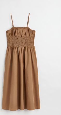 H&M Kleid mit gesmokter Taille - Beige