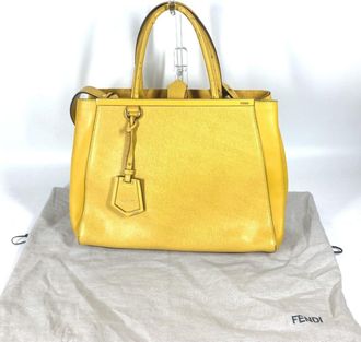 Fendi Yellow Leather Handbag Shoulder Bag Tote Bag (Pre-Owned)