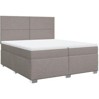 vidaXL Cama Box Spring Con Colch&oacute;n Tela Gris Taupe 200x200 Cm Vidaxl
