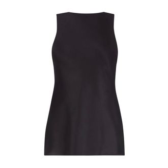Nina Ricci Tops, Dames, Zwart, S, Satijn, Gedrapeerde satijnen top met boothals