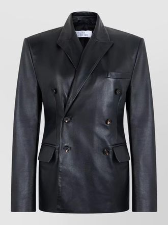 Giuseppe Di Morabito slim double breasted leather blazer coat