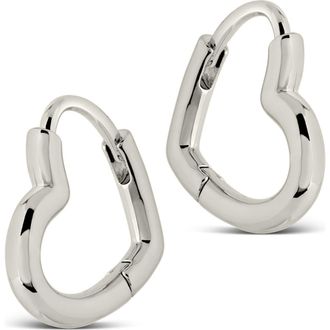 Sterling Forever Elle Heart Hoop Earrings in Silver at Nordstrom Rack