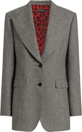 Dolce & Gabbana Check Raschel Tweed Jas - Dames - Blazers - Grijs - XS - Tweed - Jassen