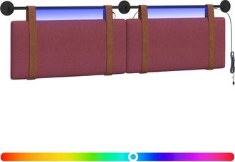 vidaXL Cabecero Colgante Con Luz Led Rojo Vino Pu Antiguo Vidaxl
