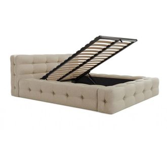 Vente-Unique Pascal Morabito - Letto con contenitore trapuntato 140 x 190 cm Tessuto chin&eacute; Beige - leruco di
