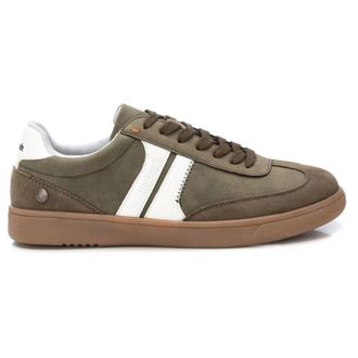 Xti Mens Lace-Up Canvas Casual Sneakers In Khaki