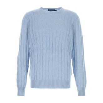 Polo Ralph Lauren Kabelgebreide Kasjmier Trui - Heren - Cashmere truien - Blauw - M - Kasjmier - Truien & Vesten