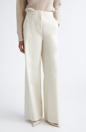 Max Mara Dentice Stretch Cotton Twill Pants in Ivory at Nordstrom, Size 12