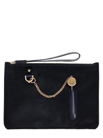 Sophie Hulme Rectangular Pouch with Gold Chain Detail and Wrist Strap