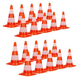 ECD Germany Ecd Germany - 20x Cono De Tr&aacute;fico Obra Pieza De Se&ntilde;alizaci&oacute;n Emergencia Color Naranja Y Blanco 47 Cm De Altura En Pvc Fuerte Y Robusto Pil&oacute;n De Seguri