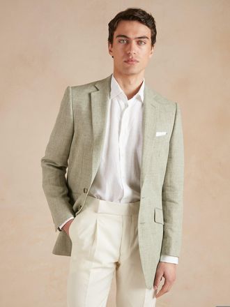Oliver Brown Eaton Jacket Drago Wool Linen - Sage Green