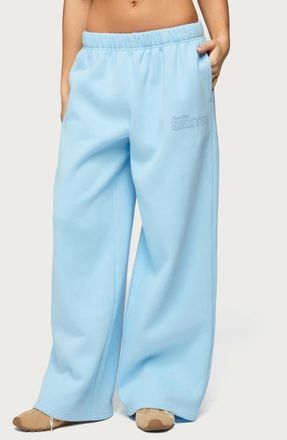 Edikted Pastel Wide Leg Sweatpants in Light-Blue at Nordstrom, Size X-Large