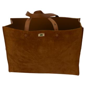 Anya Hindmarch Pre-owned Womens Large Mortimer Tote Bag in Brown Suede - Mocha - One Size
