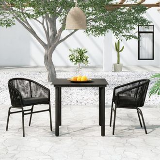 vidaXL Juego De Comedor Para Jard&iacute;n 3 Piezas Negro Vidaxl