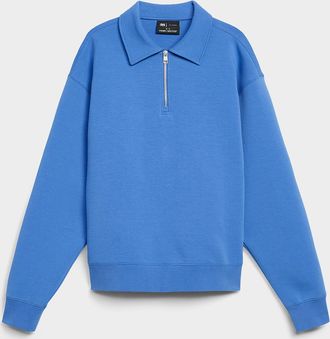 Le 31 Mens Structured jersey zipped polo-collar sweatshirt