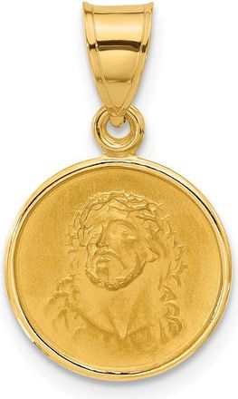 Diamond2Deal 14k Yellow Gold Polished and Satin Solid Face of Jesus Medal