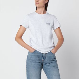 A.P.C. T-shirt grigia in cotone con ricamo