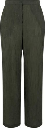 Emporio Armani Geplooide broek met hoge taille - Dames - Wijde Broeken - Groen - M - Broeken
