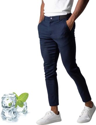 Generic Bizgent Active Chinos, Foueo Active Chino Pants Men, Mens Chinos Slim Fit Stretch Skinny Tapered Dress Pant (Navy Blue,M)