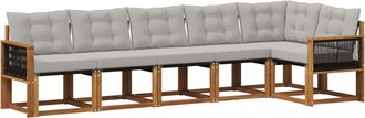 vidaXL Conjunto De Sof&aacute;s De Exterior 6 Uds. Natural Y Gris Claro Vidaxl