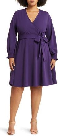 Leota Perfect Long Sleeve Faux Wrap Dress in Solid Crown Jewel at Nordstrom Rack, Size 3X