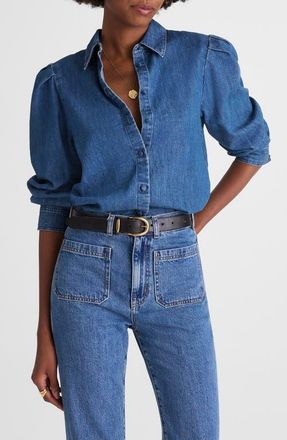 Madewell Puff Sleeve Denim Button-Up Shirt in Petersburg Wash at Nordstrom, Size Xx-Large