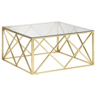 Berkfield Home Coffee Table Gold Stainless Steel & Tempered Glass
